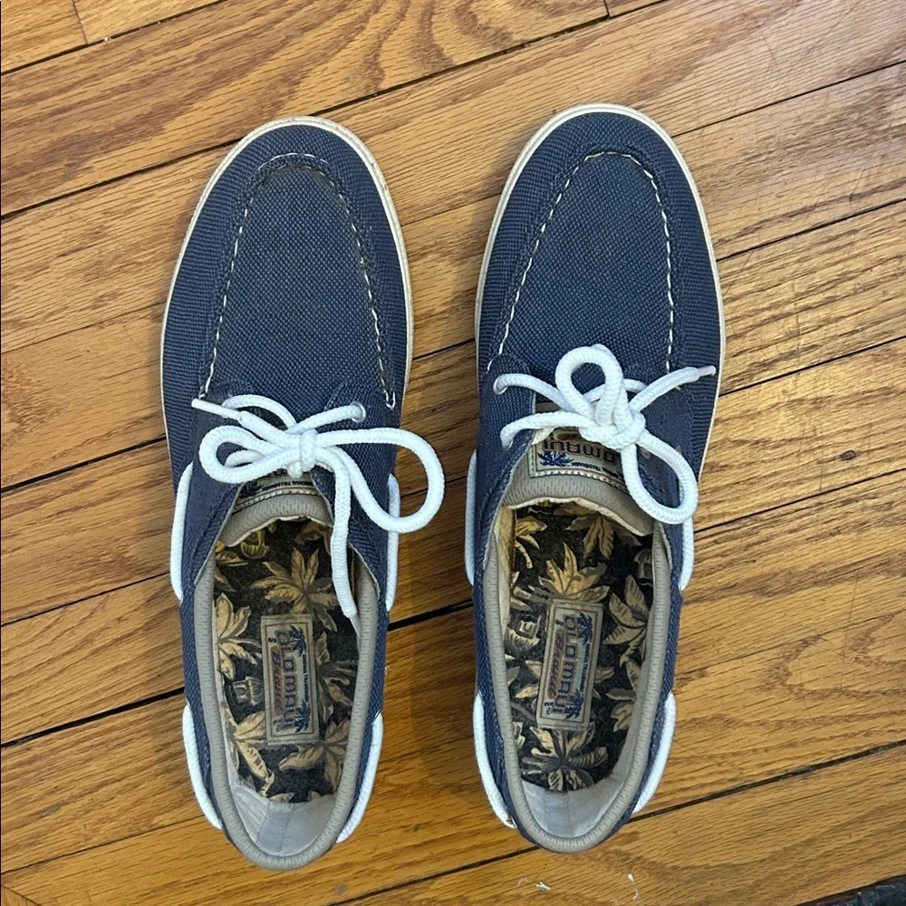 New Tommy Bahama Old Maui Navy Blue Canvas Boat Shoes